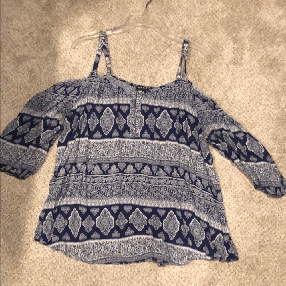 Blue and White Blouse